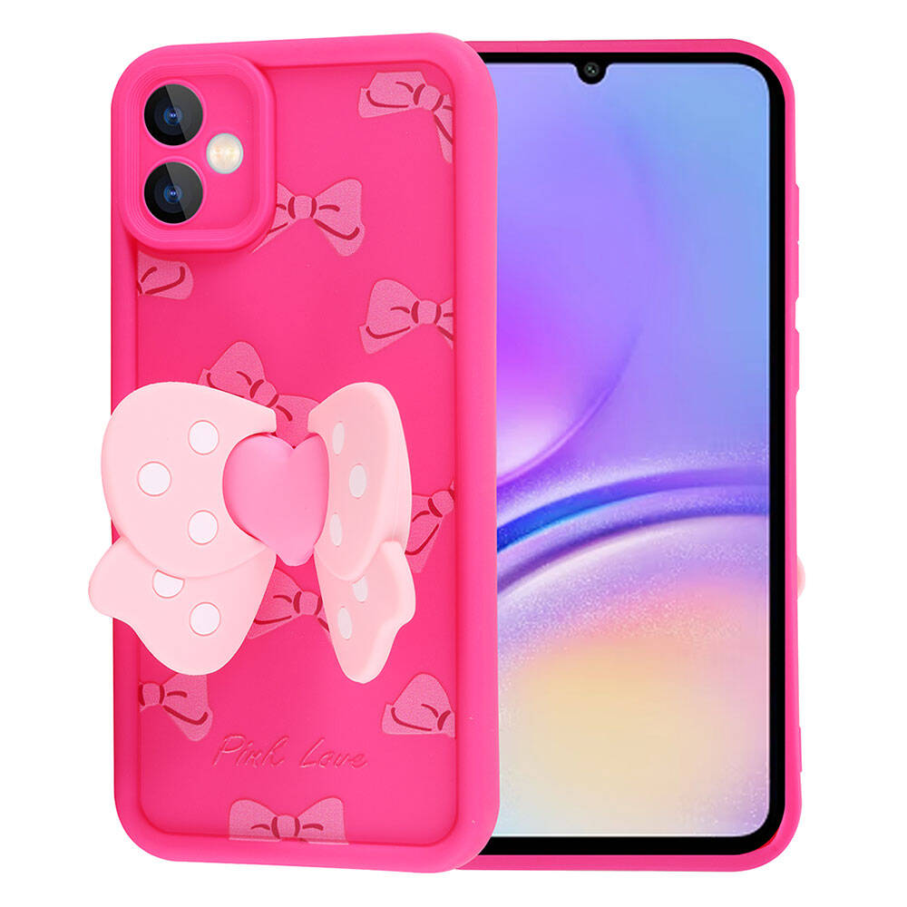 Galaxy A05 Kılıf Kamera Korumalı Figür Tasarımlı Zore Kapya Kapak Pembe Koyu