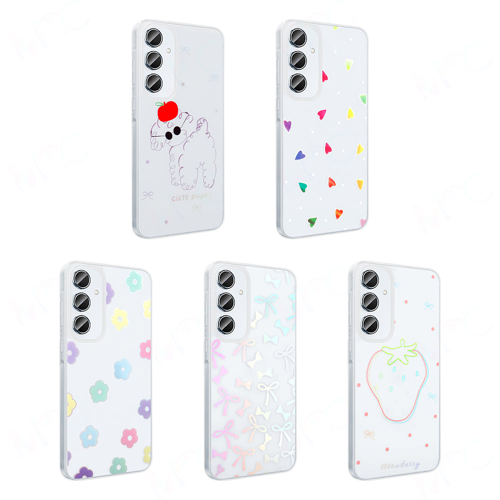 Galaxy A55 Kılıf Şeffaf Figürlü Zore Folk Sert Kapak Papatya