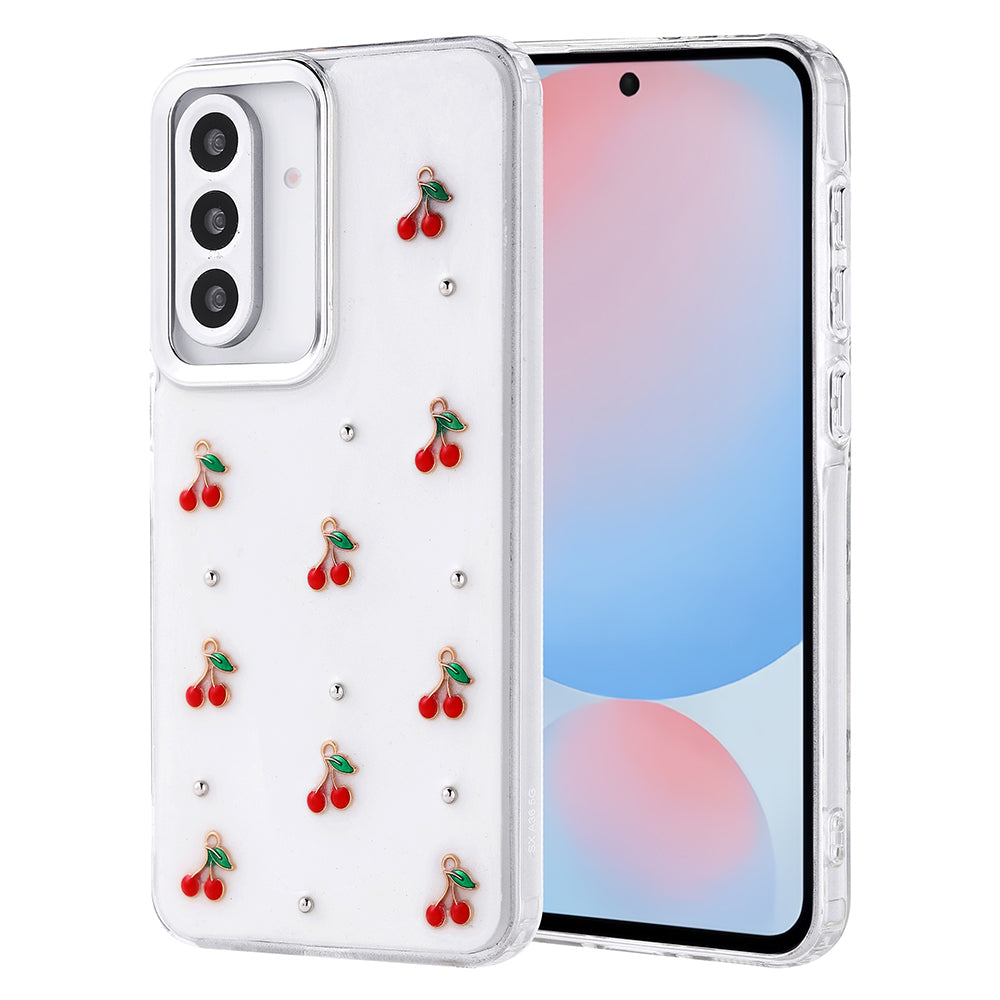 Galaxy A56 Kılıf Airbag Tasarımlı Simli Şeffaf Zore Kutup Kapak Kiraz