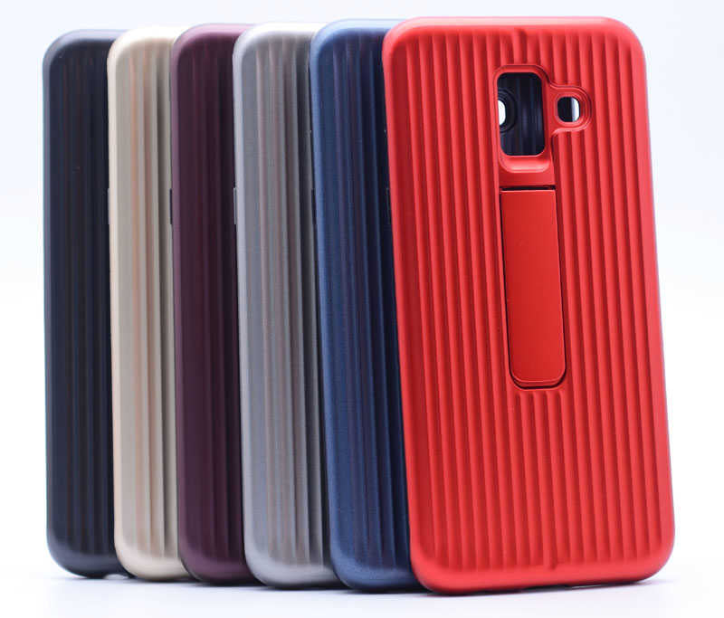 Galaxy A6 2018 Kılıf Zore Wave Standlı Mıknatıslı Kapak Gold