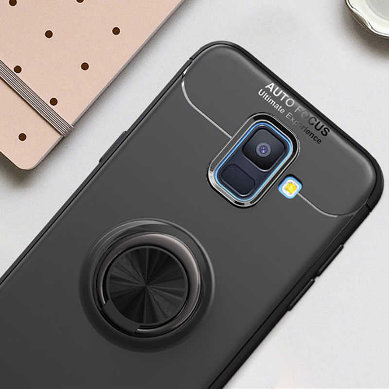 Galaxy A6 2018 Kılıf Zore Ravel Silikon Kapak Siyah-Mavi