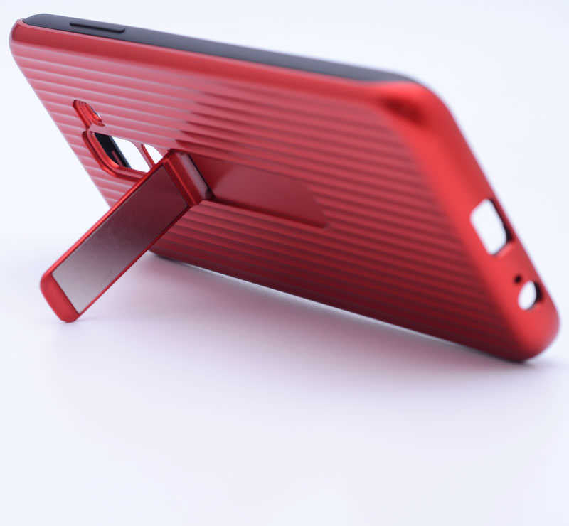 Galaxy A6 Plus 2018 Kılıf Zore Wave Standlı Mıknatıslı Kapak Gri