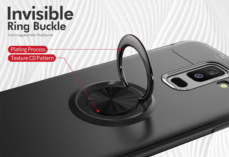 Galaxy A6 Plus 2018 Kılıf Zore Ravel Silikon Kapak Siyah-Mavi