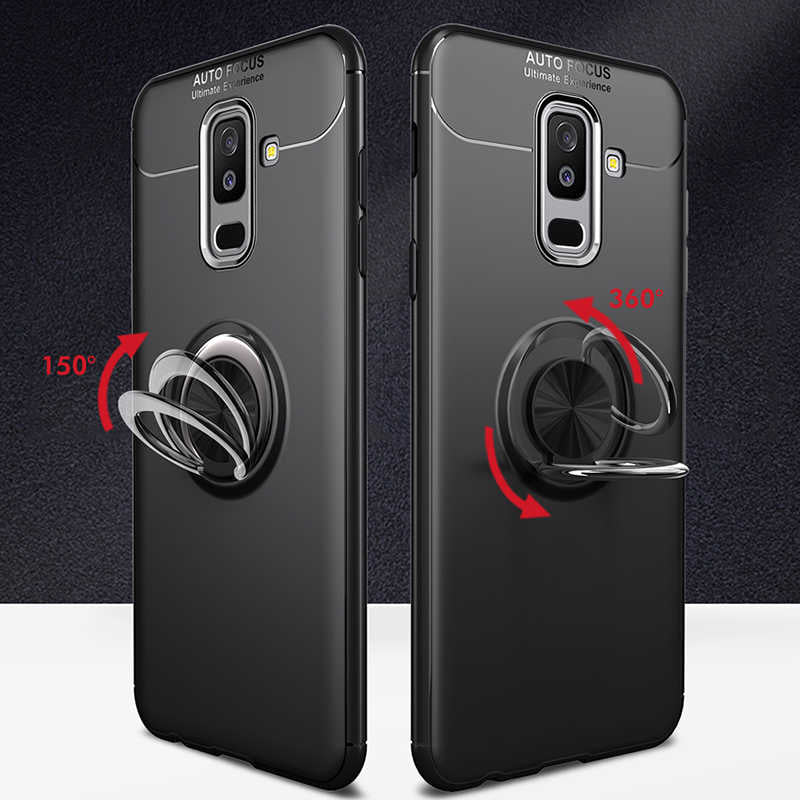 Galaxy A6 Plus 2018 Kılıf Zore Ravel Silikon Kapak Siyah-Mavi