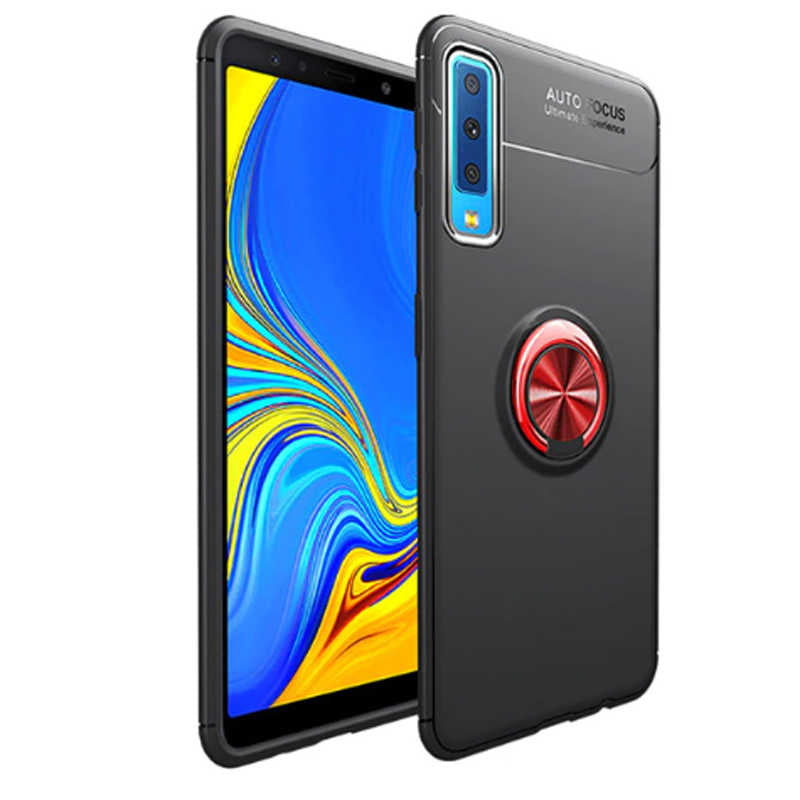 Galaxy A7 2018 Kılıf Zore Ravel Silikon Kapak Siyah-Mavi