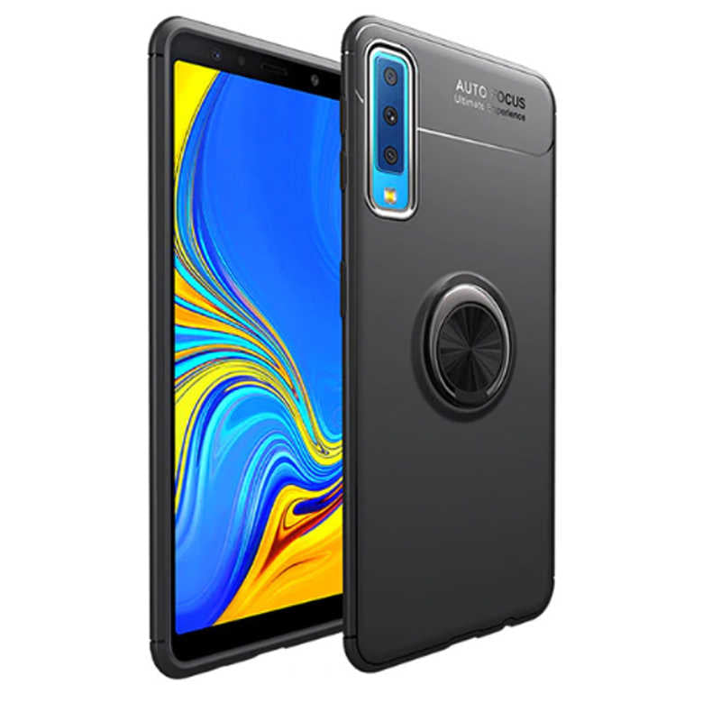 Galaxy A7 2018 Kılıf Zore Ravel Silikon Kapak Siyah-Rose Gold