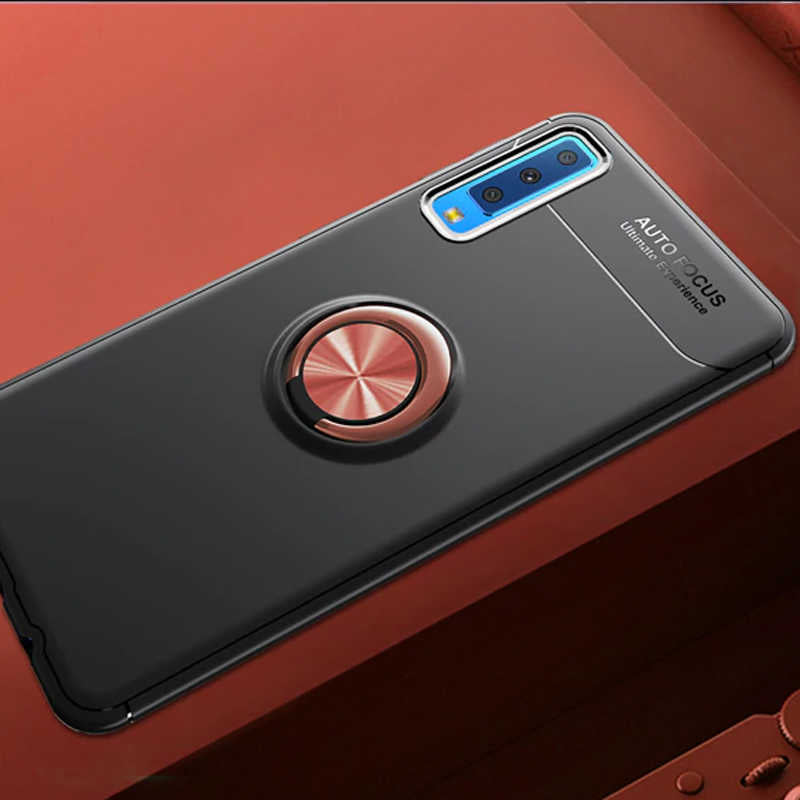 Galaxy A7 2018 Kılıf Zore Ravel Silikon Kapak Siyah-Rose Gold