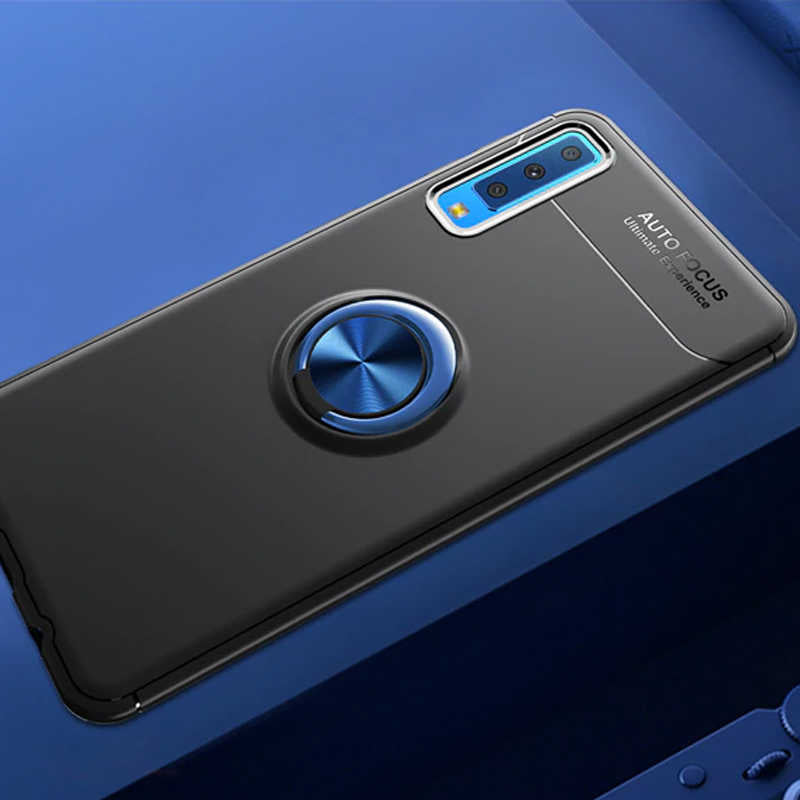 Galaxy A7 2018 Kılıf Zore Ravel Silikon Kapak Siyah-Mavi