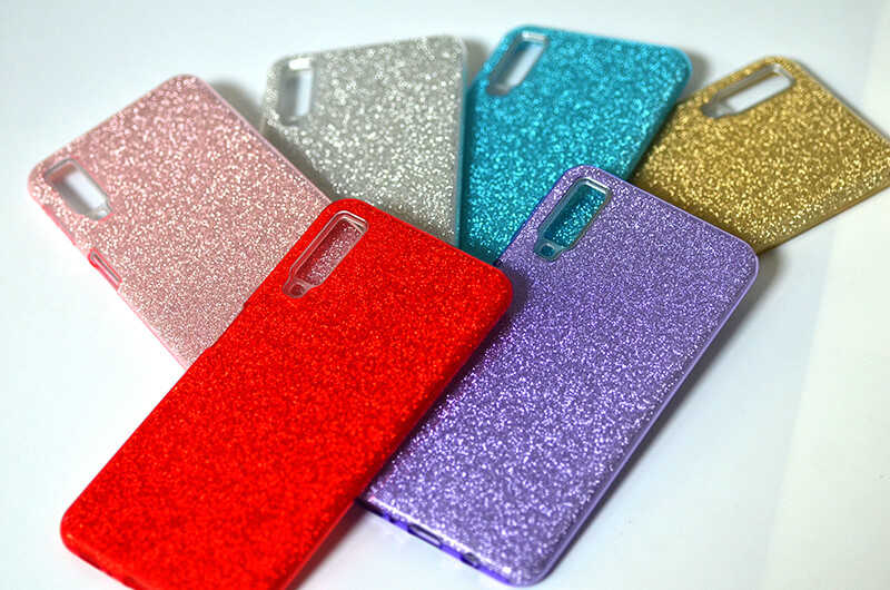 Galaxy A7 2018 Kılıf Zore Shining Silikon Rose Gold