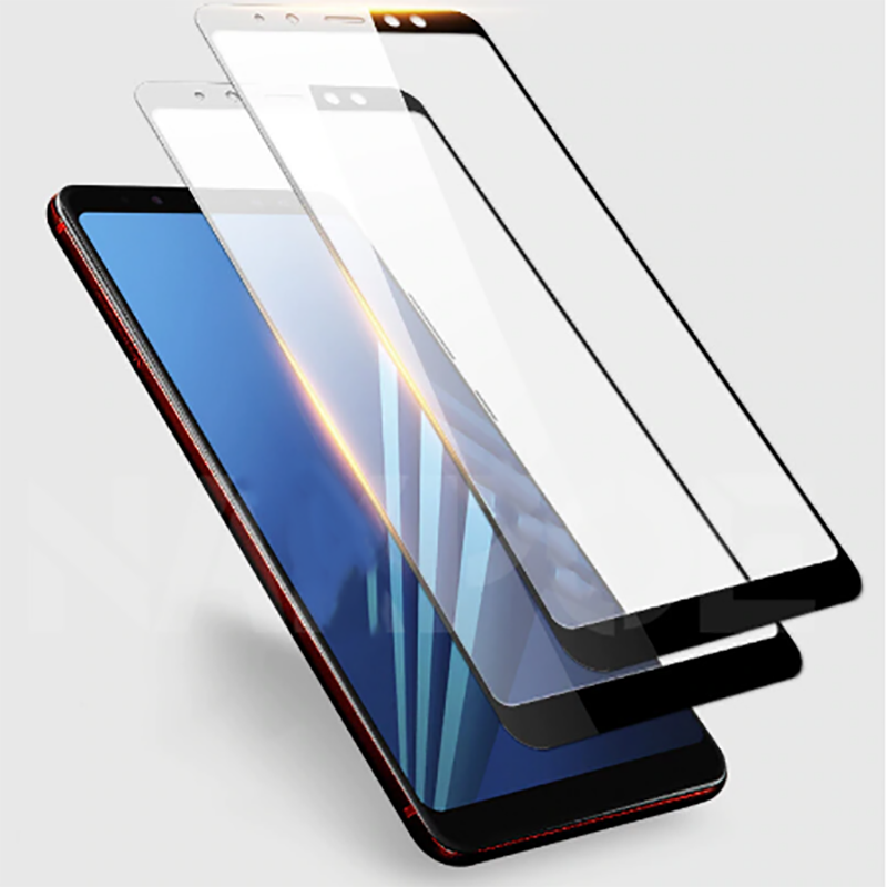 Galaxy A7 2018 Zore Kenarları Kırılmaya Dayanıklı Cam Ekran Koruyucu Siyah
