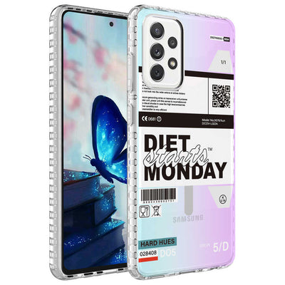 Galaxy A72 Kılıf Airbag Kenarlı Renkli Desenli Silikon Zore Elegans Kapak NO5