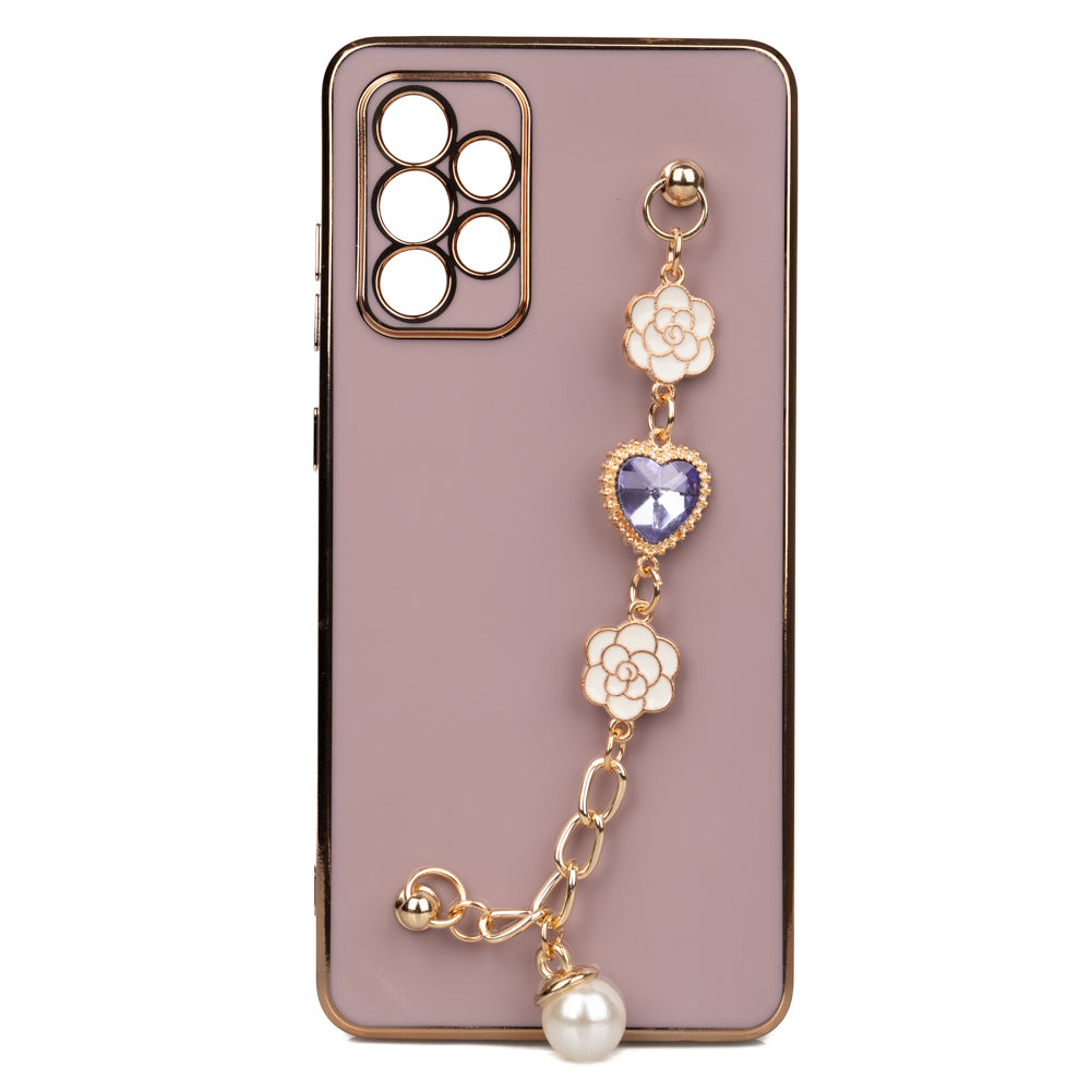 Galaxy A72 Kılıf El Tutamaçlı Kamera Korumalı Zore Taka Silikon Kapak Pembe