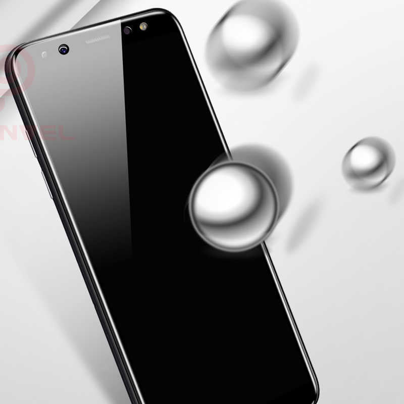 Galaxy A8 Plus 2018 Zore Kenarları Kırılmaya Dayanıklı Cam Ekran Koruyucu Siyah