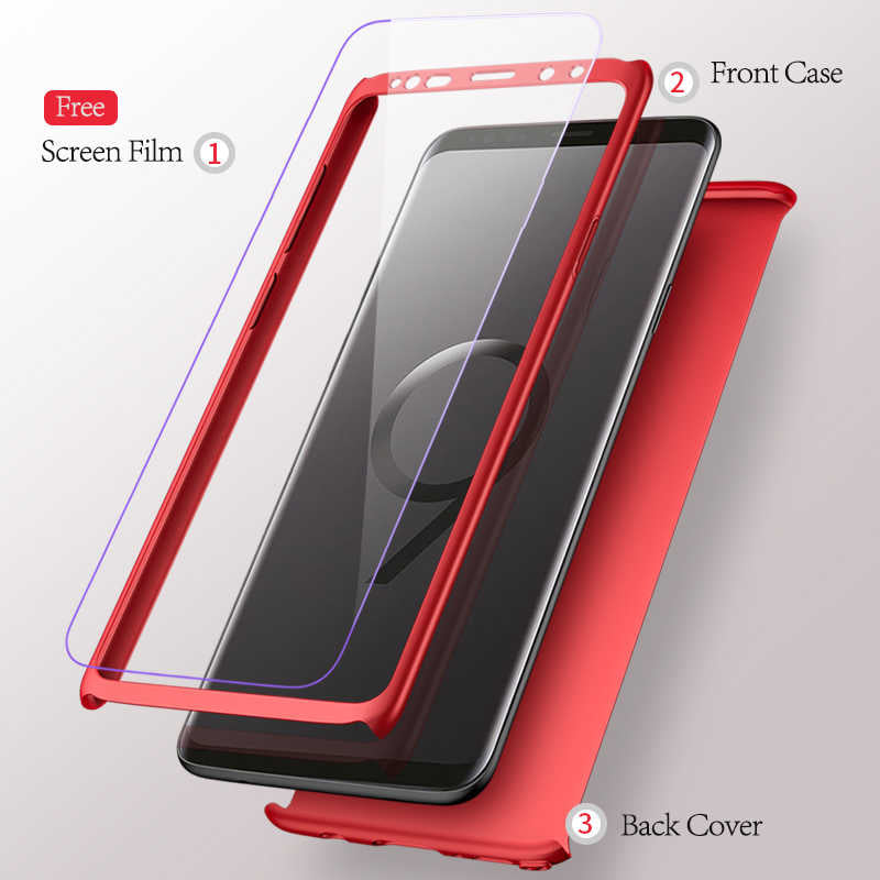 Galaxy A8 Plus 2018 Kılıf Zore 360 3 Parçalı Rubber Kapak Rose Gold