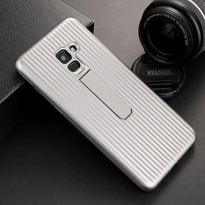 Galaxy A8 Plus 2018 Kılıf Zore Wave Standlı Mıknatıslı Kapak Gri