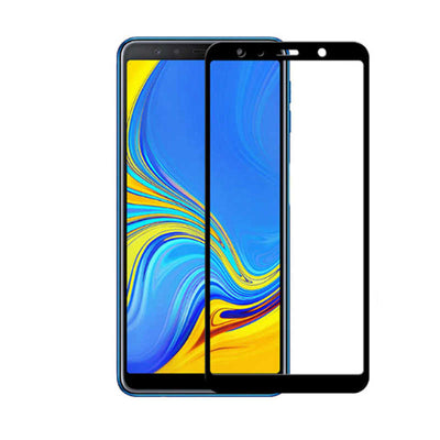 Galaxy A9 2018 Zore Kenarları Kırılmaya Dayanıklı Cam Ekran Koruyucu Siyah