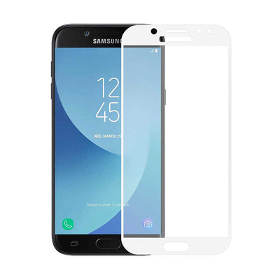 Galaxy J330 Pro Zore Kenarları Kırılmaya Dayanıklı Cam Ekran Koruyucu Beyaz