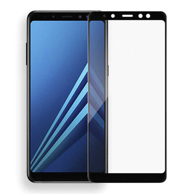 Galaxy J4 Plus Zore Kenarları Kırılmaya Dayanıklı Cam Ekran Koruyucu Siyah