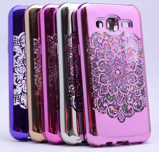 Galaxy J5 2016 Kılıf Zore Lazer Çiçekli Sıvılı Silikon Gold