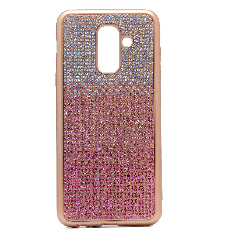 Galaxy J8 Kılıf Zore Mat Lazerli Taşlı Silikon Mavi