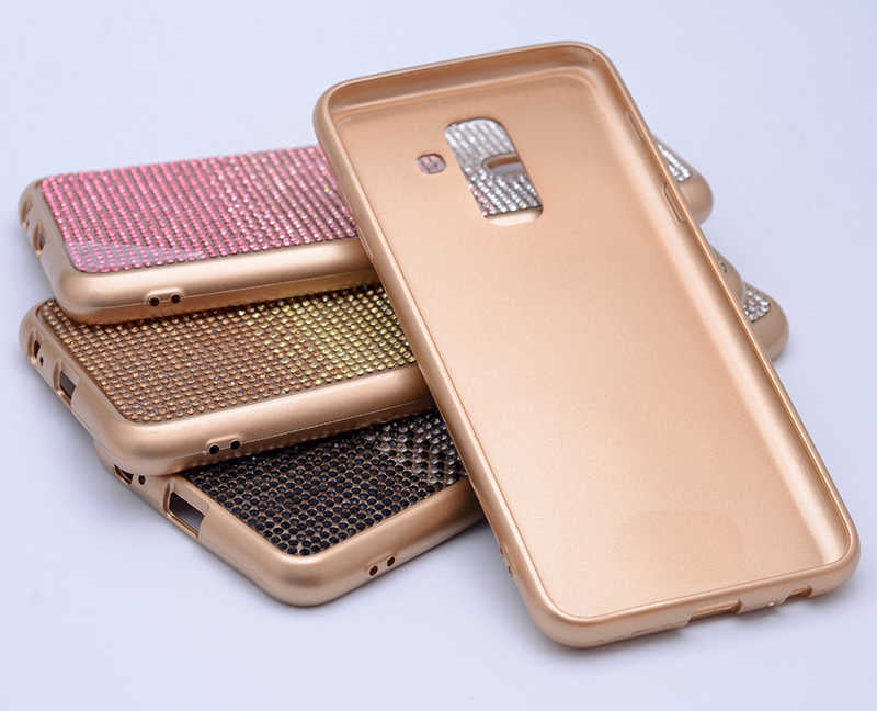 Galaxy J8 Kılıf Zore Mat Lazerli Taşlı Silikon Pembe