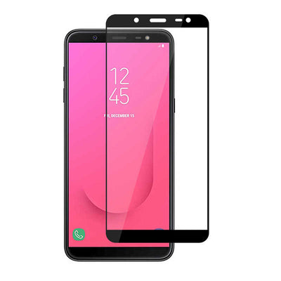 Galaxy J8 Zore Kenarları Kırılmaya Dayanıklı Cam Ekran Koruyucu Siyah