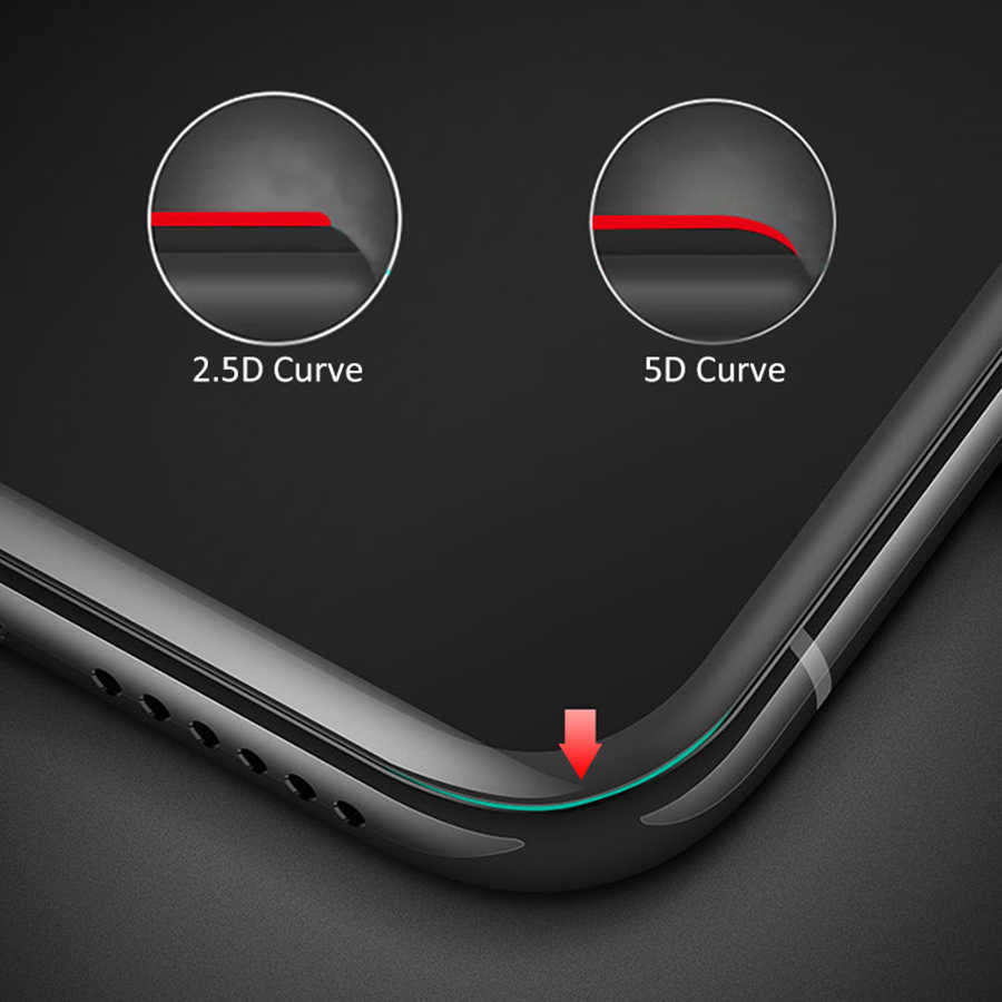 Galaxy J8 Zore Kenarları Kırılmaya Dayanıklı Cam Ekran Koruyucu Siyah