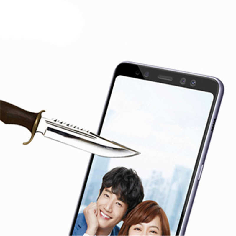 Galaxy J8 Zore Kenarları Kırılmaya Dayanıklı Cam Ekran Koruyucu Siyah