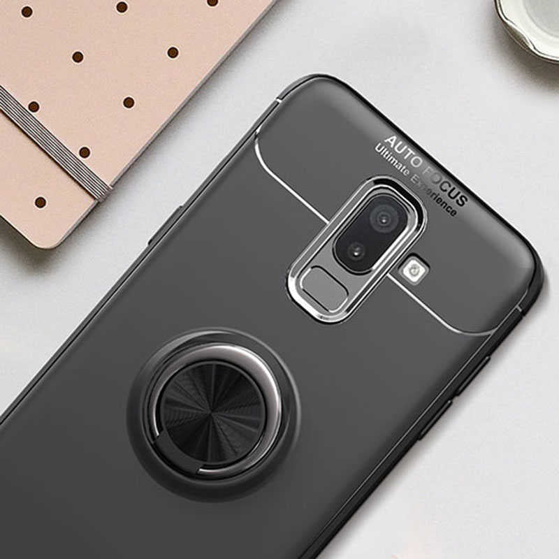 Galaxy J8 Kılıf Zore Ravel Silikon Kapak Siyah-Rose Gold