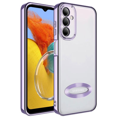 Galaxy M14 Kılıf Kamera Korumalı Logo Gösteren Zore Omega Kapak Gümüş