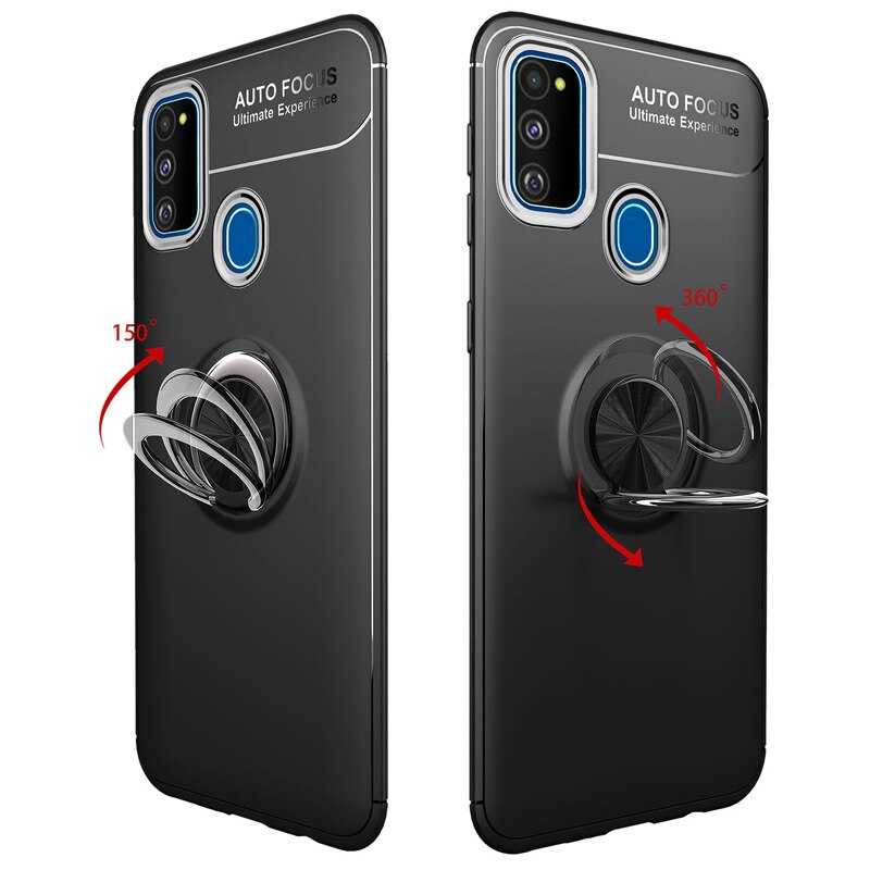 Galaxy M21 Kılıf Zore Ravel Silikon Kapak Siyah-Kırmızı