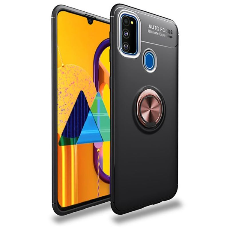 Galaxy M21 Kılıf Zore Ravel Silikon Kapak Siyah-Kırmızı