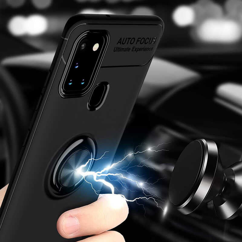 Galaxy M31 Kılıf Zore Ravel Silikon Kapak Siyah-Mavi