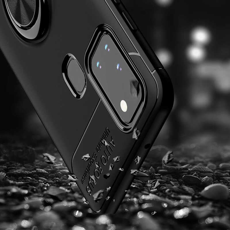 Galaxy M31 Kılıf Zore Ravel Silikon Kapak Siyah-Rose Gold