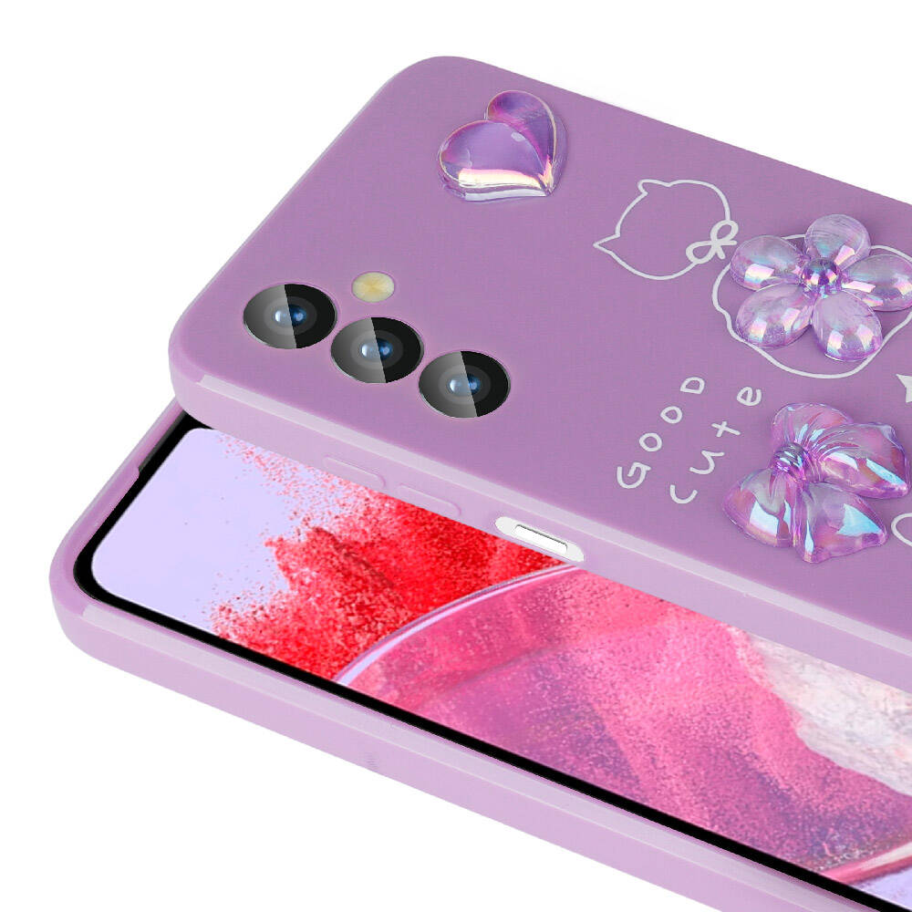 Galaxy M34 5G Kılıf Kabartma Figürlü Parlak Zore Toys Silikon Kapak Pembe