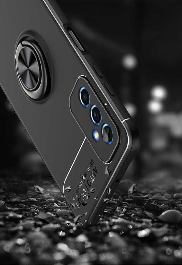 Galaxy M52 Kılıf Zore Ravel Silikon Kapak Siyah-Rose Gold