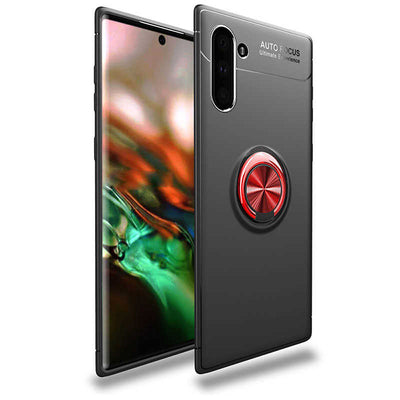 Galaxy Note 10 Kılıf Zore Ravel Silikon Kapak Siyah-Kırmızı