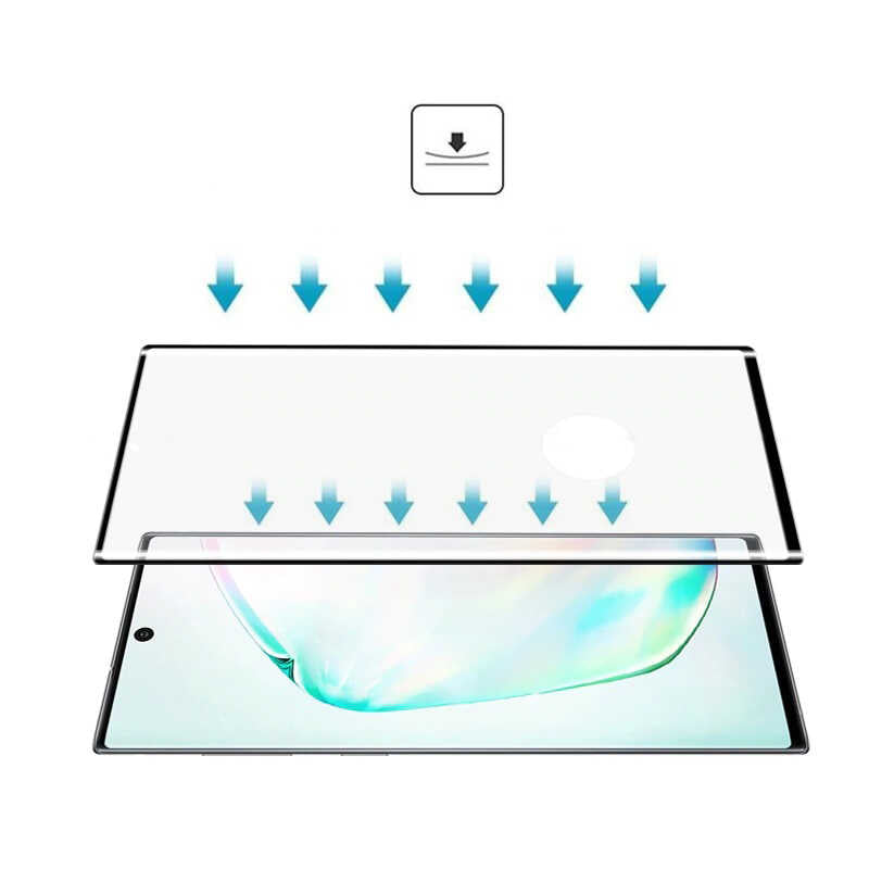 Galaxy Note 10 Zore Kavisli Full Yapışkanlı Cam Ekran Koruyucu Siyah