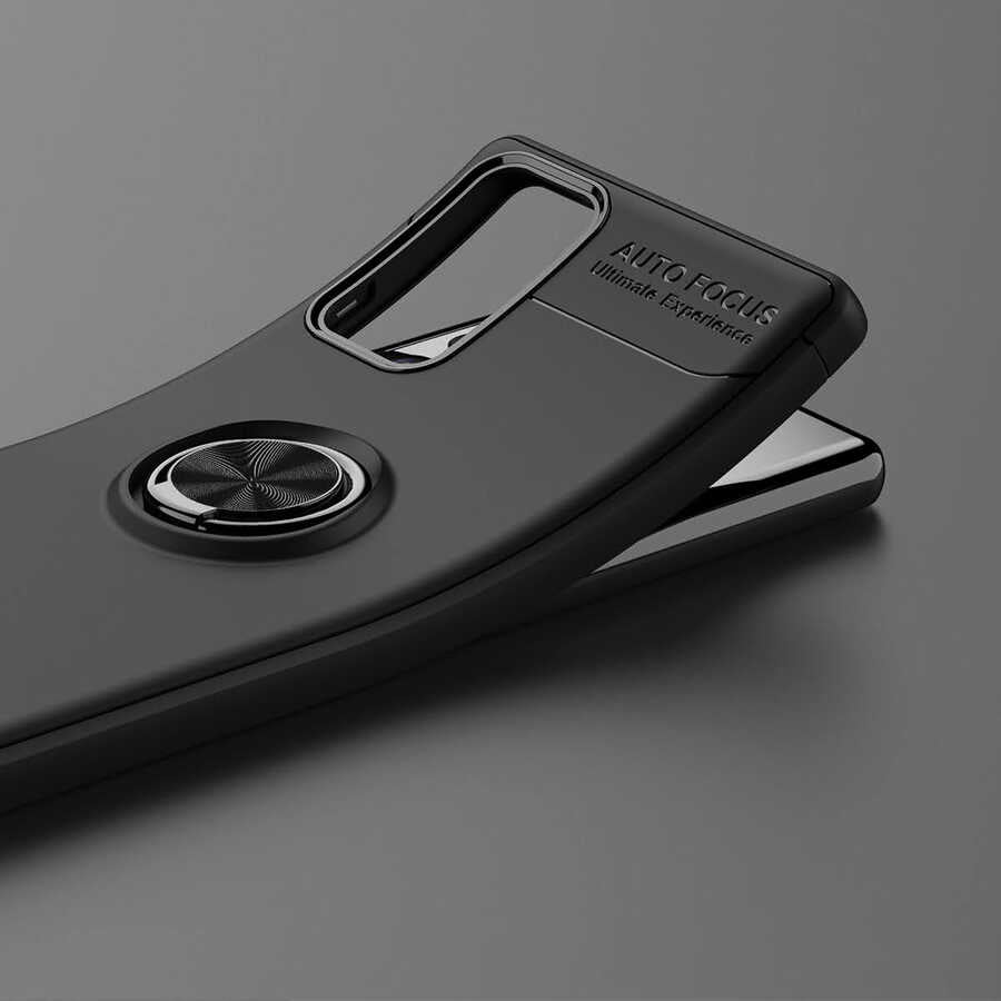 Galaxy Note 20 Kılıf Zore Ravel Silikon Kapak Siyah-Mavi