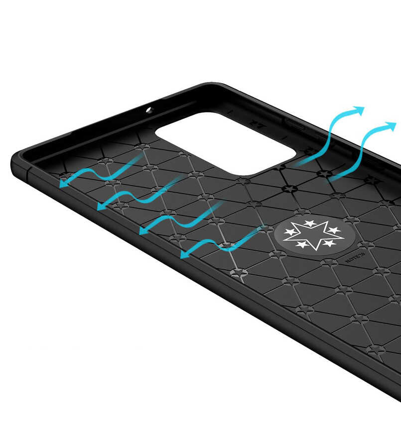 Galaxy Note 20 Kılıf Zore Ravel Silikon Kapak Siyah-Mavi