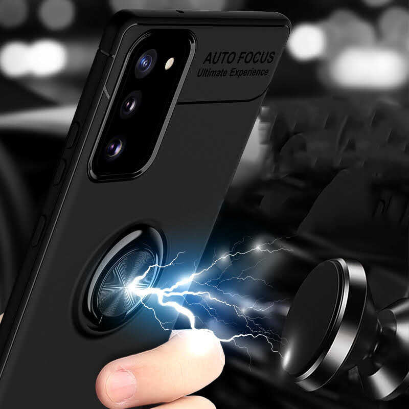 Galaxy Note 20 Kılıf Zore Ravel Silikon Kapak Siyah-Mavi