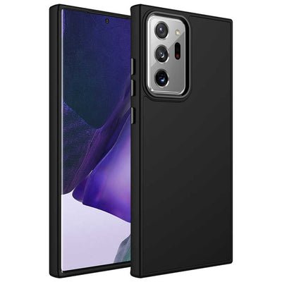 Galaxy Note 20 Ultra Kılıf Metal Çerçeve ve Buton Tasarımlı Silikon Zore Luna Kapak Siyah