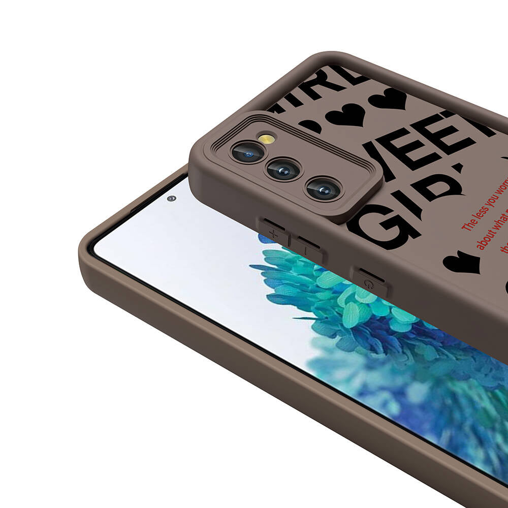 Galaxy S20 FE Kılıf Kamera Korumalı Baskılı Arka Yüzey Zore Klas Kapak Koyu Kahve