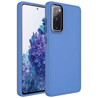 Galaxy S20 FE Kılıf Metal Çerçeve ve Buton Tasarımlı Silikon Zore Luna Kapak Lavendery Gray