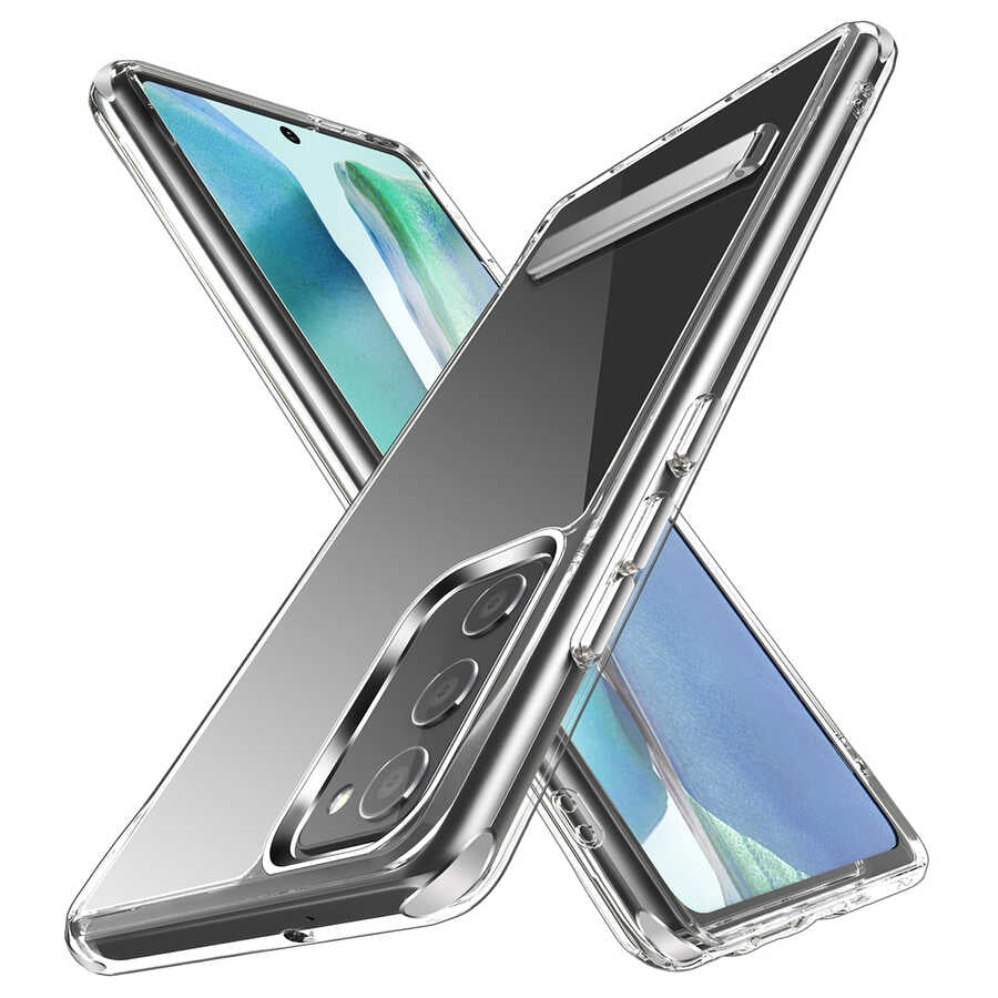 Galaxy S20 FE Kılıf Standlı Şeffaf Silikon Zore L-Stand Kapak Renksiz