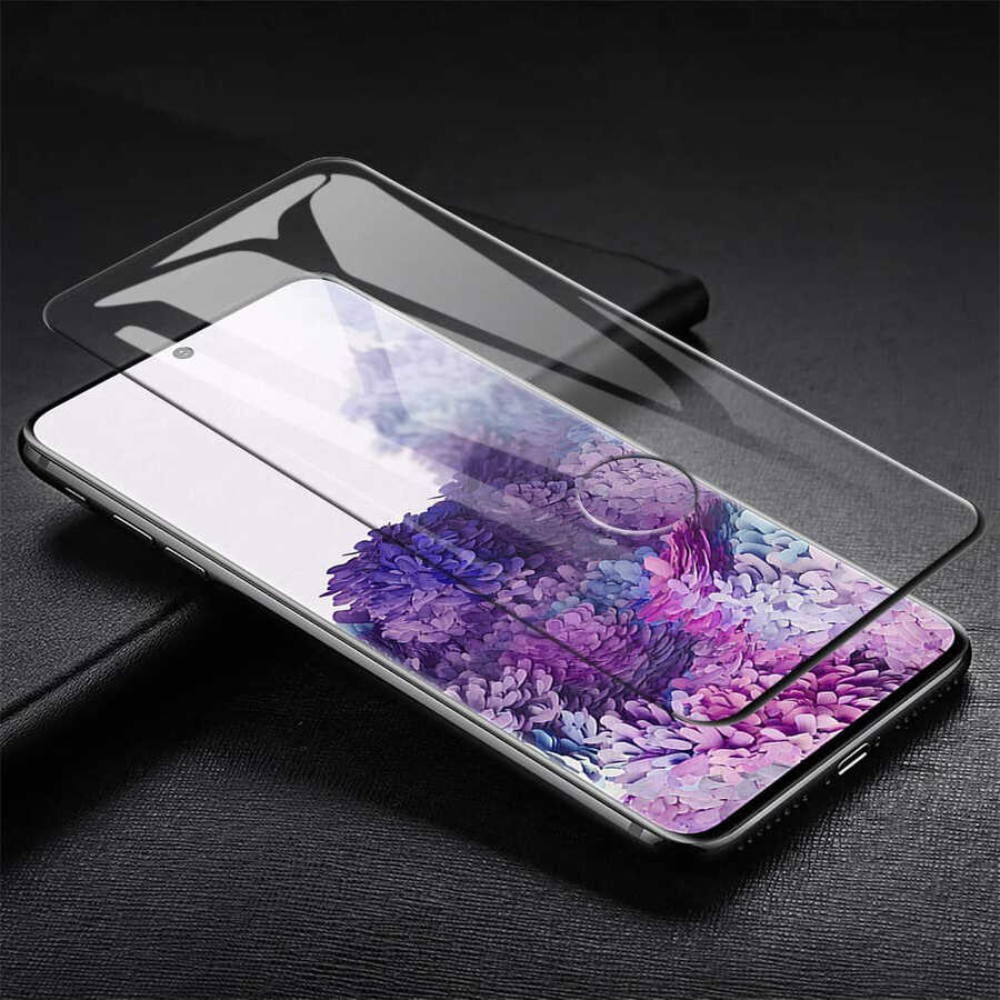 Galaxy S20 Plus Zore Kavisli Full Yapışkanlı Cam Ekran Koruyucu Siyah