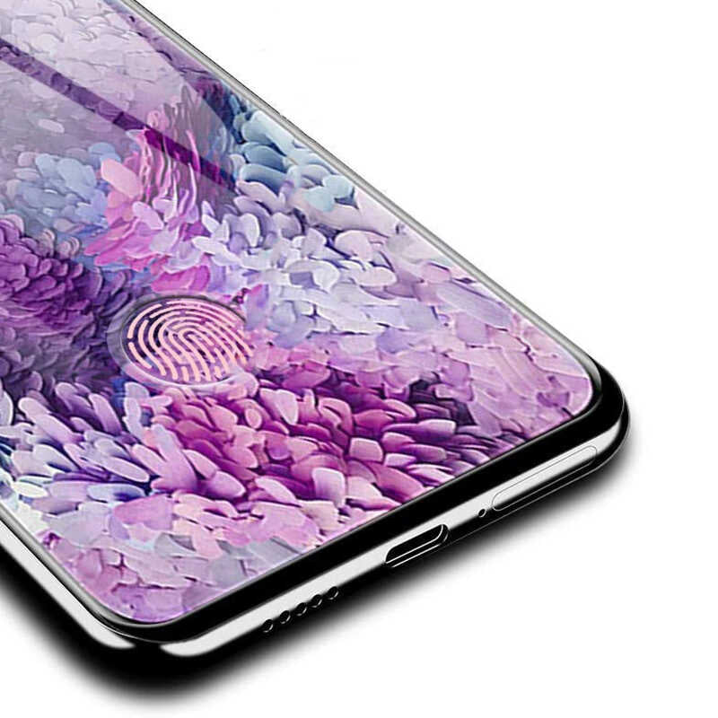 Galaxy S20 Plus Zore Kavisli Full Yapışkanlı Cam Ekran Koruyucu Siyah