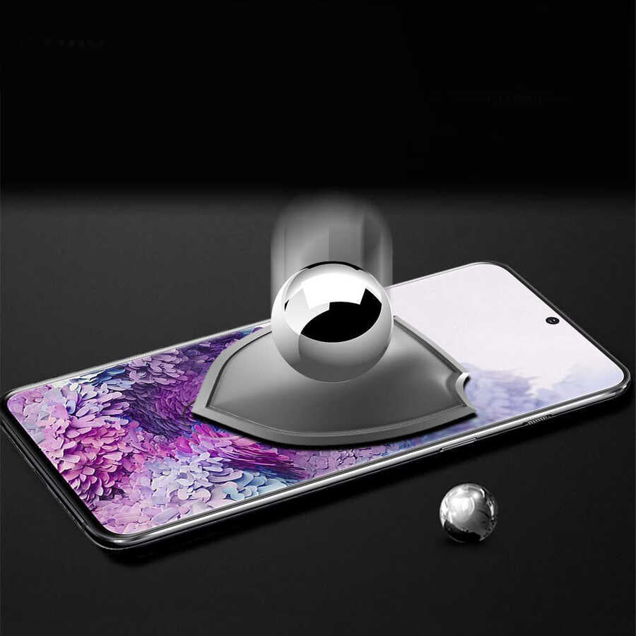 Galaxy S20 Ultra Zore Kavisli Full Yapışkanlı Cam Ekran Koruyucu Siyah
