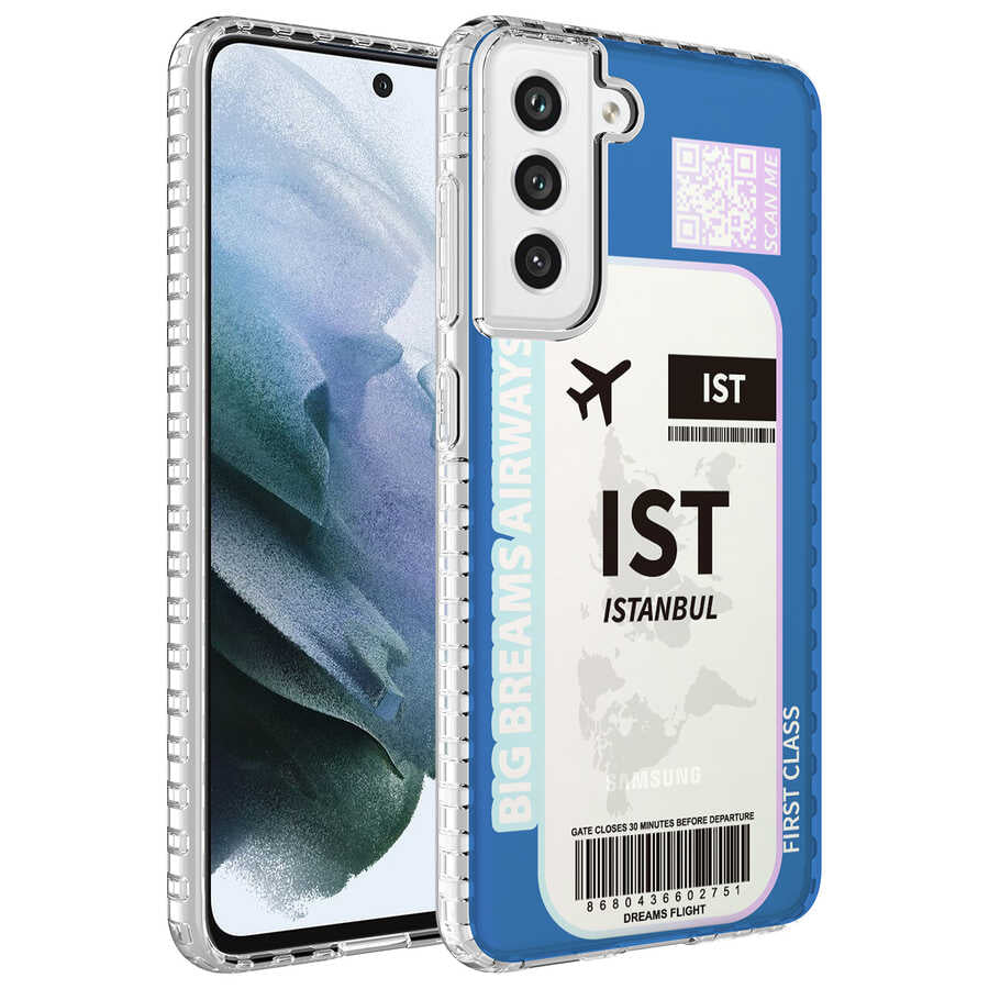 Galaxy S21 FE Kılıf Airbag Kenarlı Renkli Desenli Silikon Zore Elegans Kapak NO1