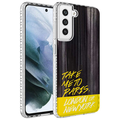 Galaxy S21 FE Kılıf Airbag Kenarlı Renkli Desenli Silikon Zore Elegans Kapak NO3